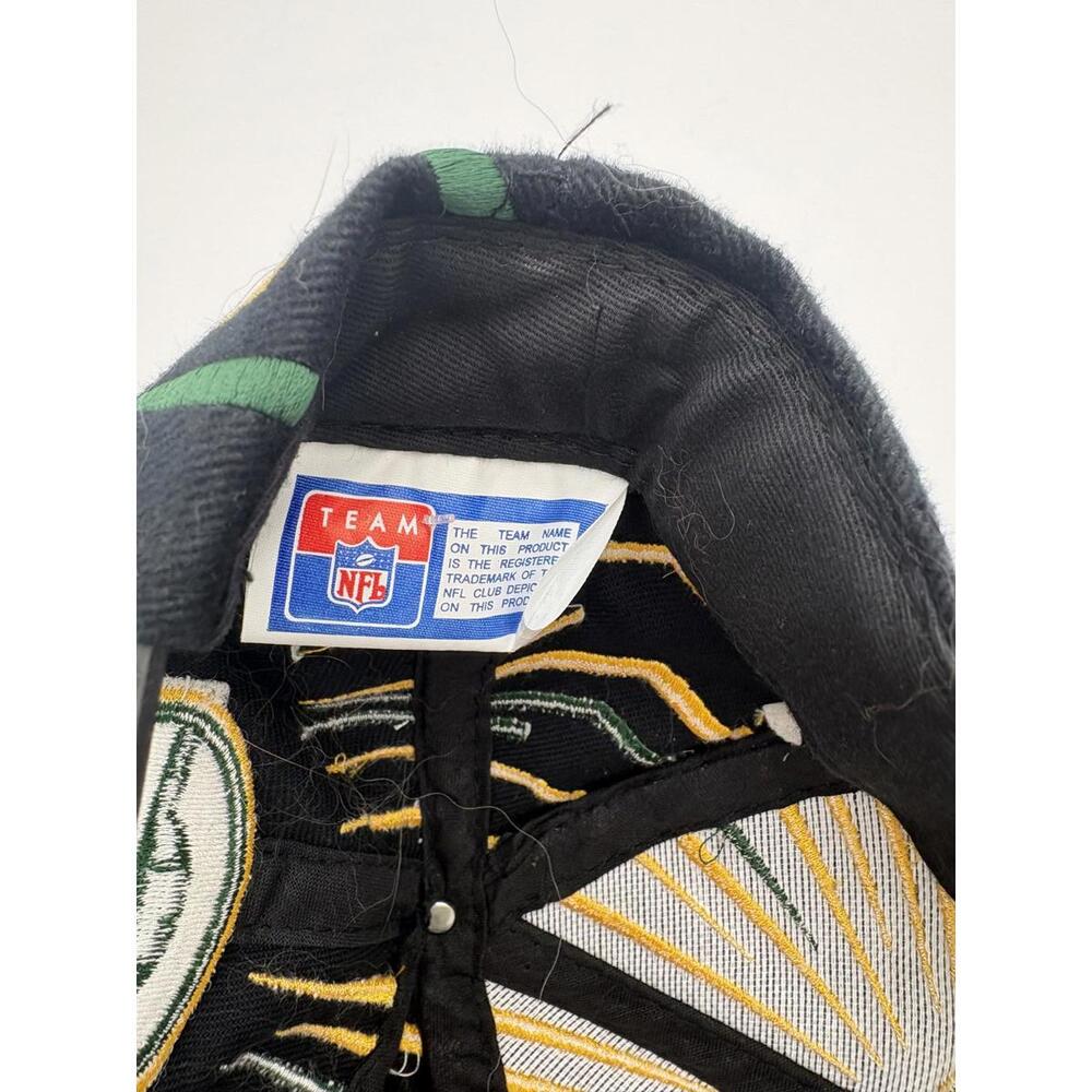 Vintage Deadstock Y2K Team NFL Black Green Bay Packers Graphic Baseball Snapback - Picture 5 of 6